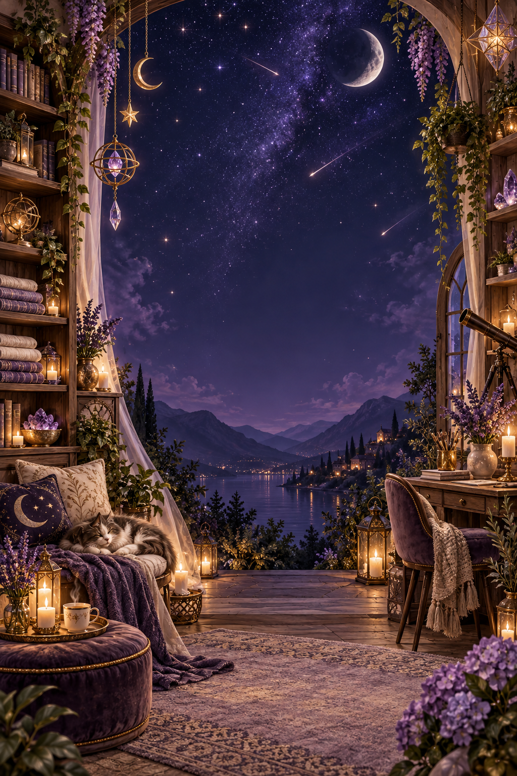 Moonlit Celestial Study Printable Wall Art | Instant Download