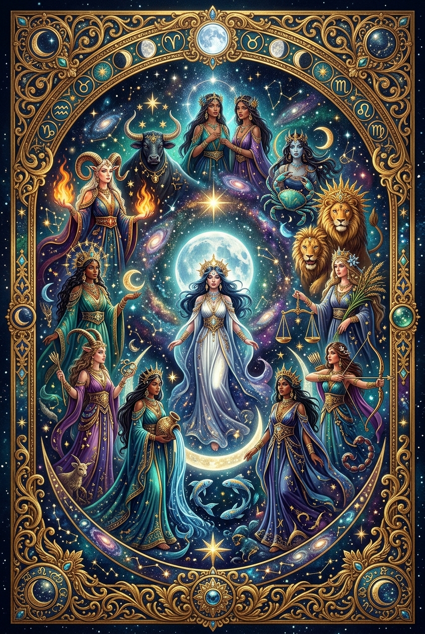 Zodiac Goddess Coloring  Book Printable Coloring Book PDF | Instant Download
