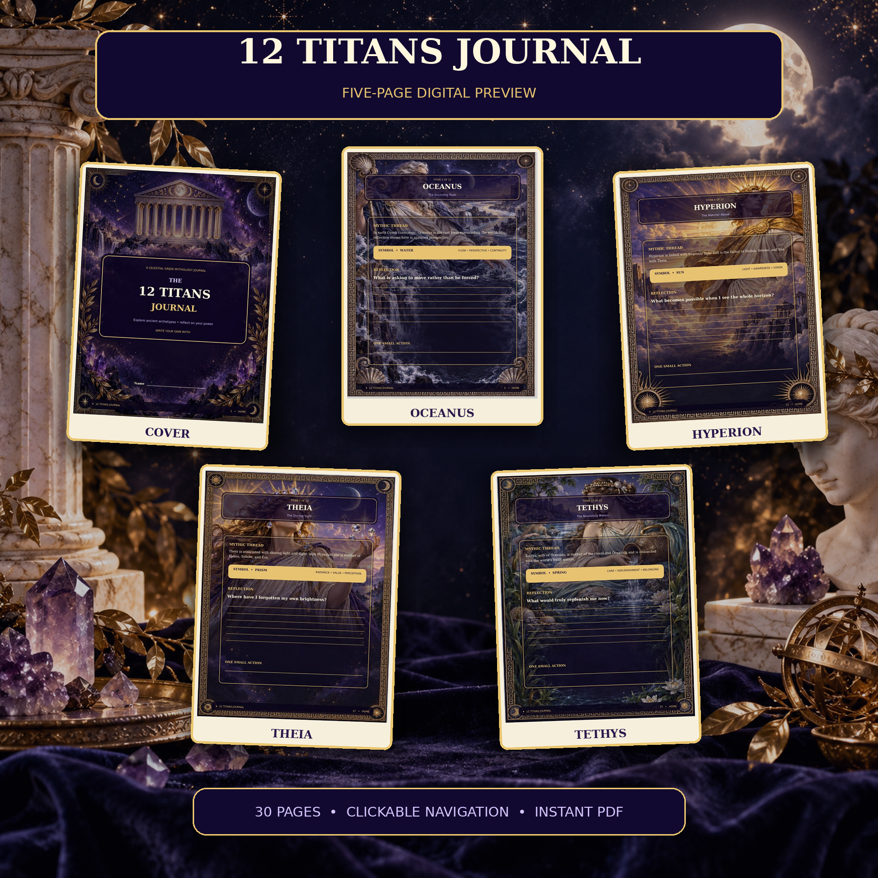 12 Titans Myth Journal Printable Journal PDF | Instant Download