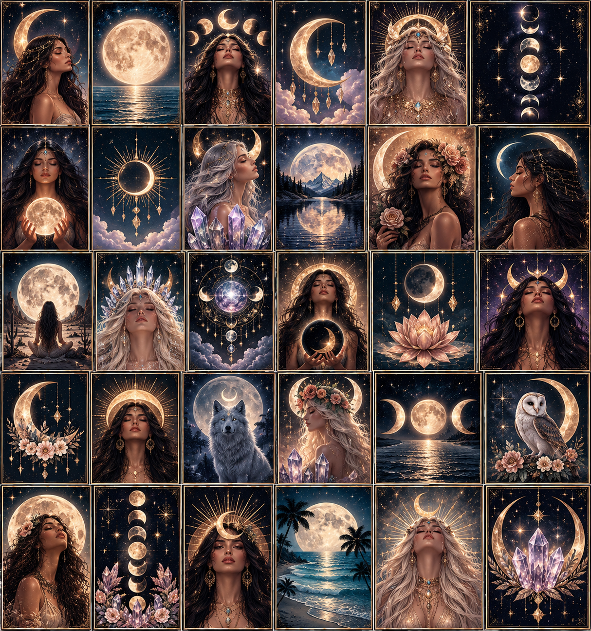 Moon Priestess Oracle Wall Art Set Printable Wall Art | Instant Download