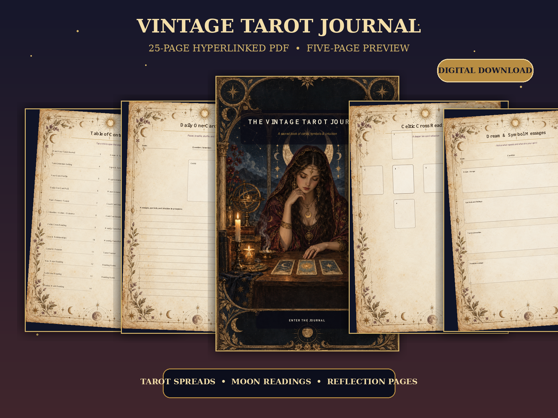 The Vintage Tarot Journal Printable Journal PDF | Instant Download
