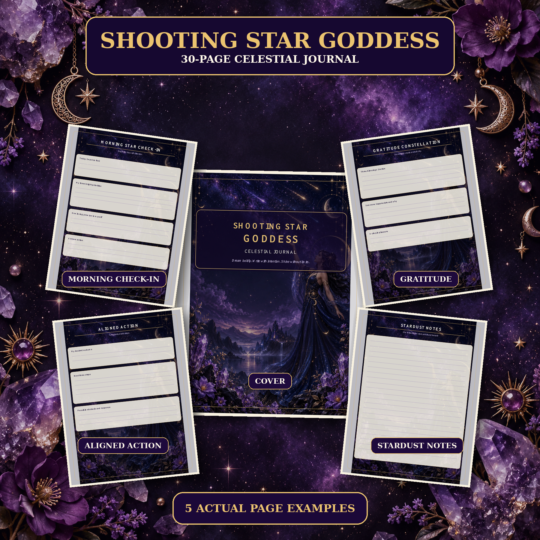Shooting Star Goddess Journal Printable Journal PDF | Instant Download