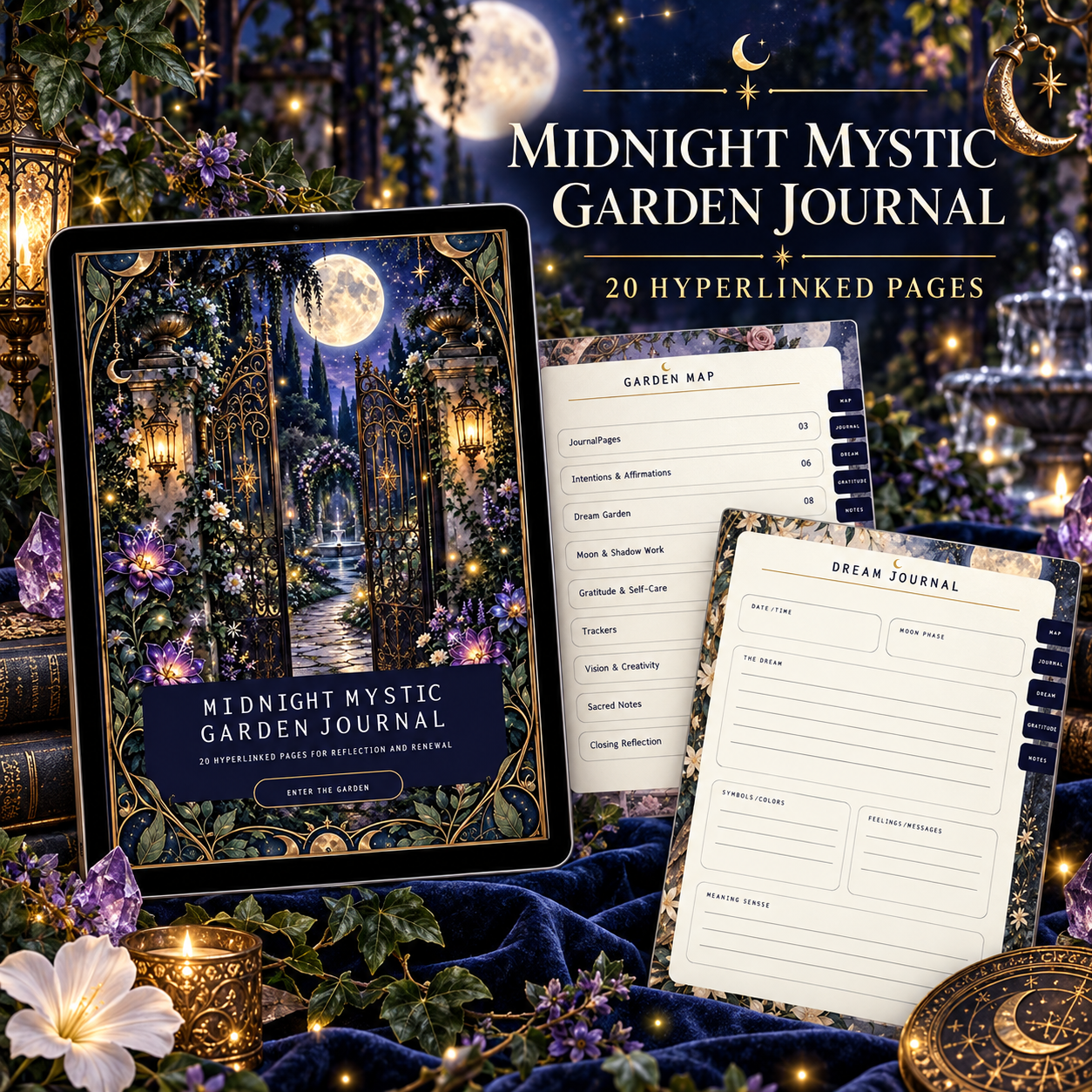Midnight Mystic Garden Journal Printable Journal PDF | Instant Download
