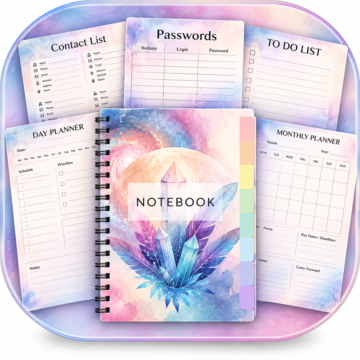 Celestial Crystal Life notebook Digital Notebook for GoodNotes | Instant Download