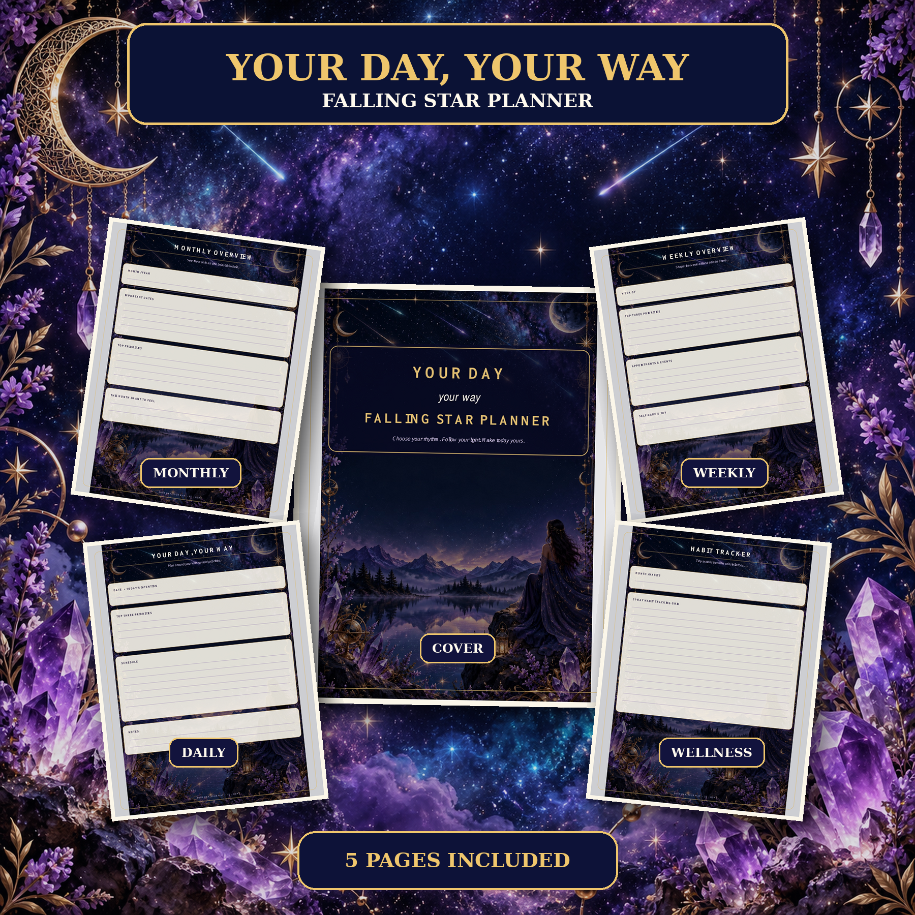 Falling Star Planner Printable Planner PDF | Instant Download