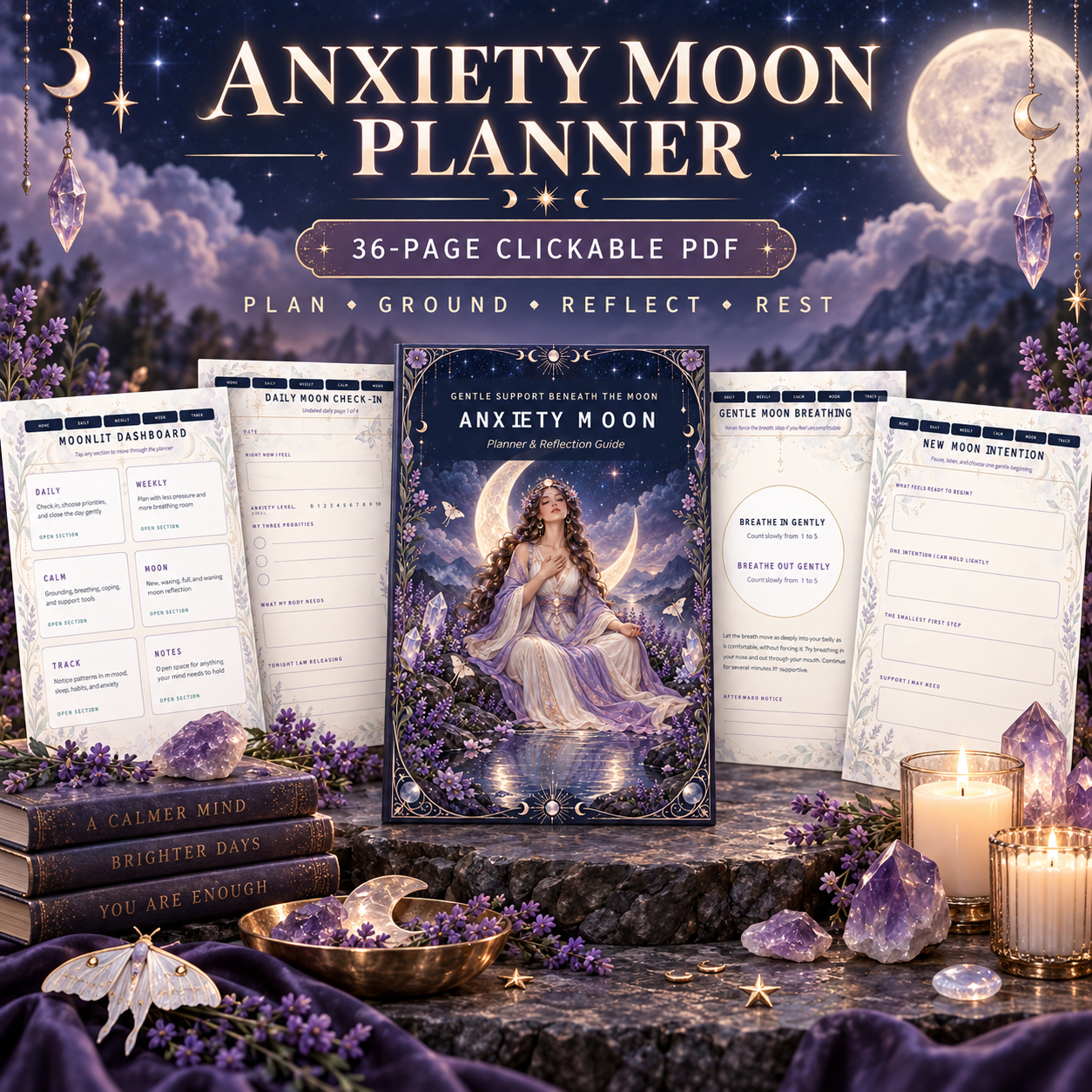 Anxiety Moon Planner Printable Planner PDF | Instant Download