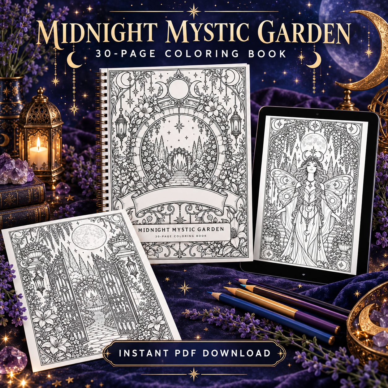 Midnight Mystic Garden Coloring Book