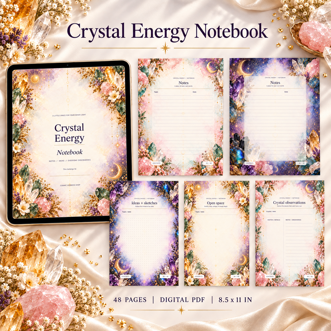 Crystal Energy Notebook Digital Notebook for GoodNotes | Instant Download