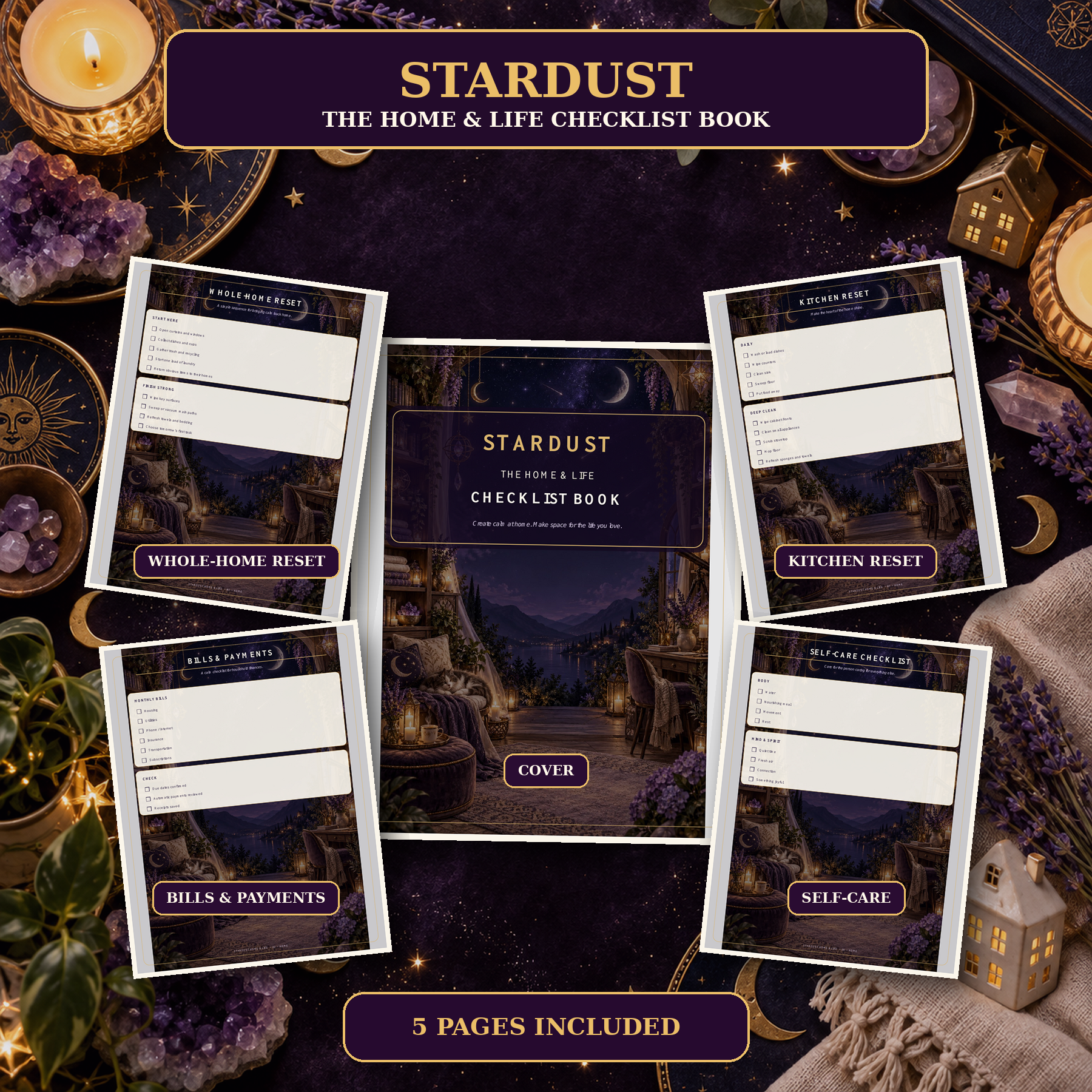 Stardust Home & Life Checklist Book Printable Planner PDF | Instant Download